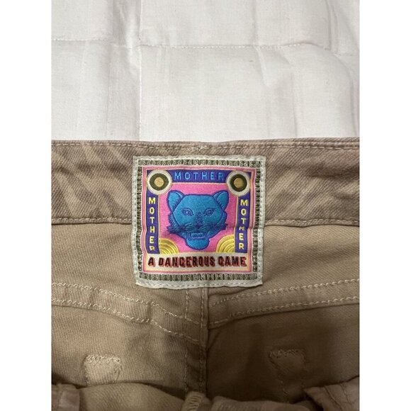 Mother Jeans Tan The Looker Fray Sweet Stripes Skinny Raw Hem Size 27 - Picture 7 of 12